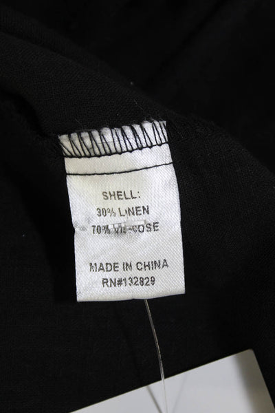 Superdown Womens Linen V Neck Pleated Belted Jumpsuit Black Size Extra Small