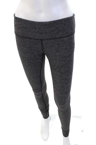 Lululemon Womens High Waisted Herringbone Athletic Leggings Gray Size 6