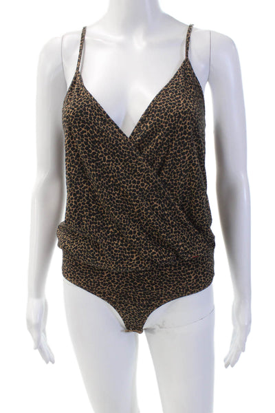 Philanthropy Womens Cotton V-Neck Spotted Spaghetti Strap Bodysuit Brown Size XS
