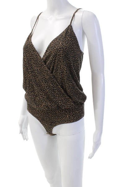 Philanthropy Womens Cotton V-Neck Spotted Spaghetti Strap Bodysuit Brown Size XS