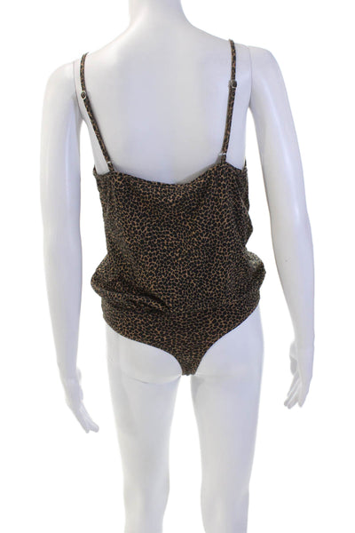 Philanthropy Womens Cotton V-Neck Spotted Spaghetti Strap Bodysuit Brown Size XS