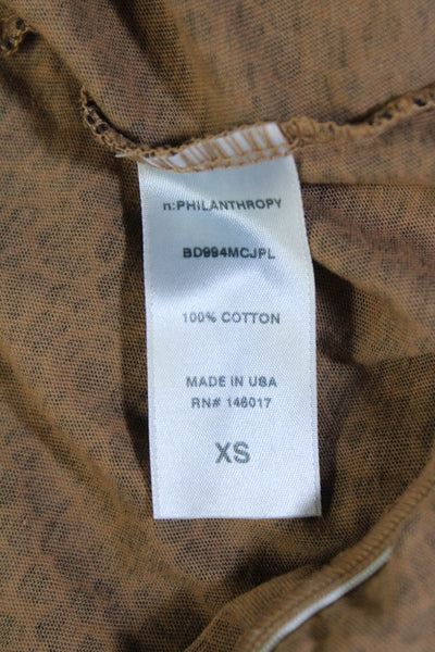 Philanthropy Womens Cotton V-Neck Spotted Spaghetti Strap Bodysuit Brown Size XS