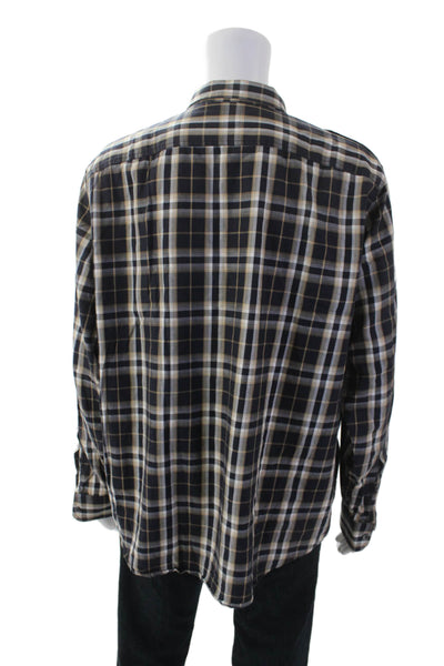 Michael Kors Mens Plaid Button Down Shirt Black Brown Size Extra Extra Large
