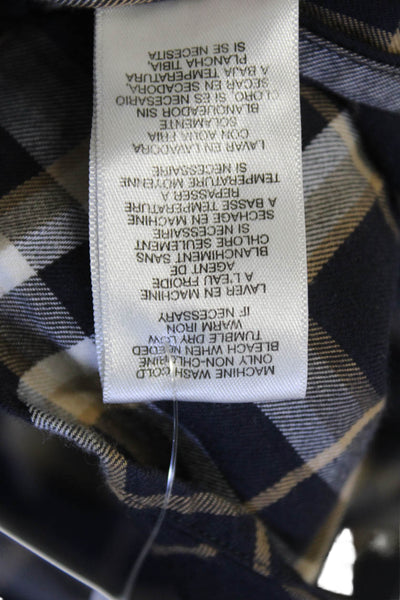 Michael Kors Mens Plaid Button Down Shirt Black Brown Size Extra Extra Large
