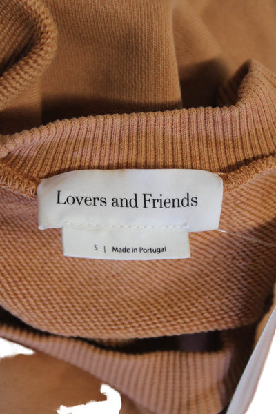 Lovers + Friends Womens Long Sleeve Cold Shoulder Crew Neck Sweater Brown Small