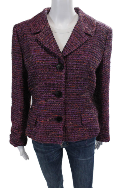 Lafayette 148 New York Womens Woven Three Buttoned Blazer Purple Size 14
