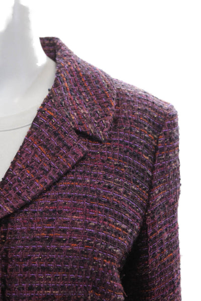 Lafayette 148 New York Womens Woven Three Buttoned Blazer Purple Size 14