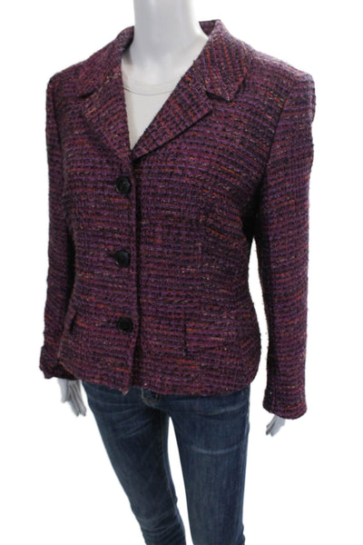 Lafayette 148 New York Womens Woven Three Buttoned Blazer Purple Size 14