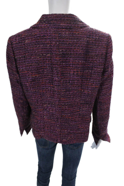 Lafayette 148 New York Womens Woven Three Buttoned Blazer Purple Size 14