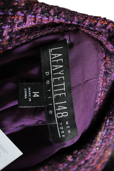 Lafayette 148 New York Womens Woven Three Buttoned Blazer Purple Size 14
