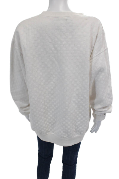 La Detresse Womens Long Sleeve Crew Neck Graphic Sweatshirt White Size Medium