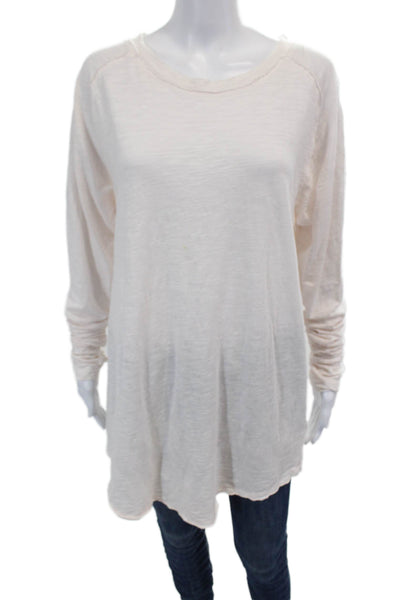 We The Free Womens Long Sleeve Scoop Neck Oversized Tee Shirt Pale Pink Medium