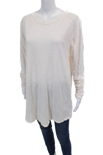 We The Free Womens Long Sleeve Scoop Neck Oversized Tee Shirt Pale Pink Medium