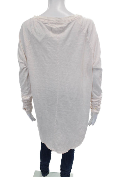 We The Free Womens Long Sleeve Scoop Neck Oversized Tee Shirt Pale Pink Medium