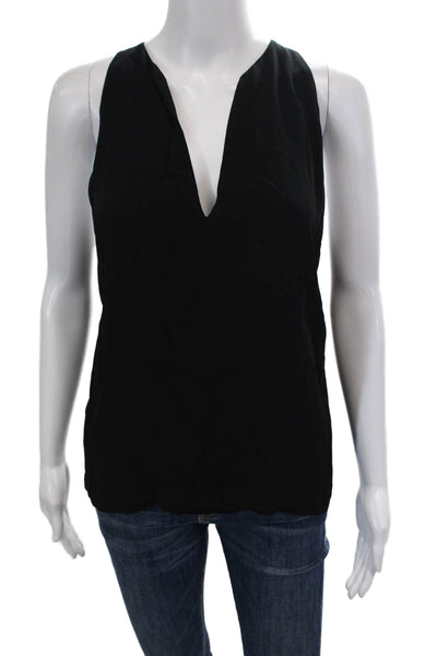 ALC Womens Sleeveless V Neck Crepe Boxy Tank Top Black Size 8