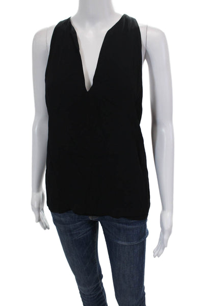 ALC Womens Sleeveless V Neck Crepe Boxy Tank Top Black Size 8