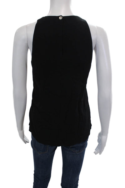 ALC Womens Sleeveless V Neck Crepe Boxy Tank Top Black Size 8
