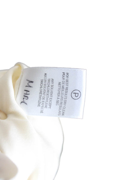 Halston Heritage Womens Off Shoulder Flare Half Sleeve Silk Blouse White Size 10
