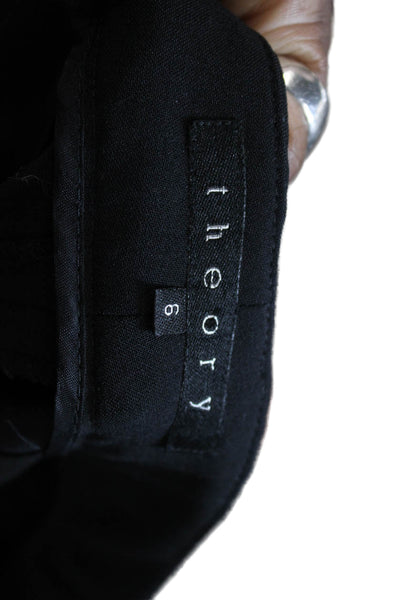 Theory Womens Wool Zippered Straight Knee Length Skirt Solid Black Size 6