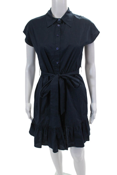 Kirna Zabete Womens Cotton Sleeveless Buttoned Shirt Dress Blue Size XS
