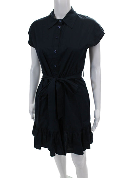 Kirna Zabete Womens Cotton Sleeveless Buttoned Shirt Dress Blue Size XS