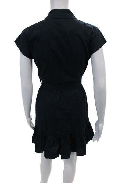 Kirna Zabete Womens Cotton Sleeveless Buttoned Shirt Dress Blue Size XS