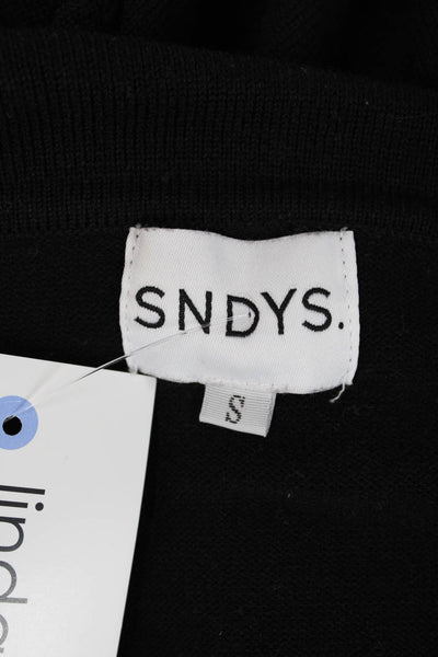 SNDYS. Womens Long Sleeve Collared Contrast Stitching Sweater Black Size S