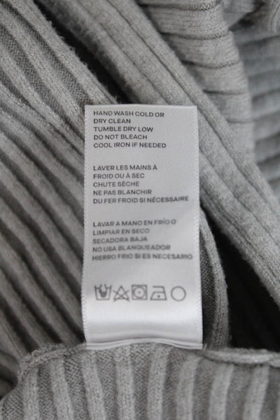 Good American Womens Crew Neck Ribbed Detail Long Sleeve Sweater Gray Size 2