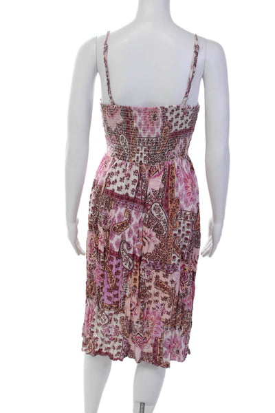 Angie Womens Floral Print Cutout Detail Spaghetti Strap Dress Pink Size M