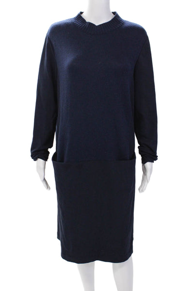 Lafayette 148 New York Womens Short Sleeves Sweater Dress Navy Blue Size Extra L