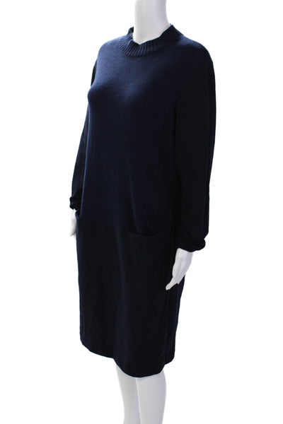 Lafayette 148 New York Womens Short Sleeves Sweater Dress Navy Blue Size Extra L