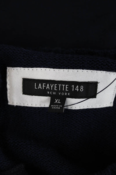 Lafayette 148 New York Womens Short Sleeves Sweater Dress Navy Blue Size Extra L