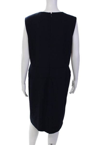 Calvin Klein Womens Quilted Panel Sleeveless V Neck Sheath Dress Navy Blue Size