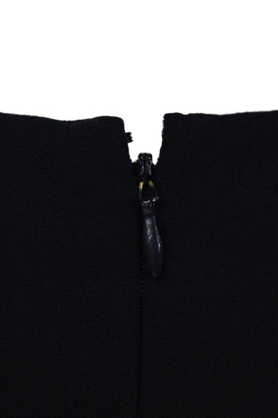 Calvin Klein Womens Quilted Panel Sleeveless V Neck Sheath Dress Navy Blue Size