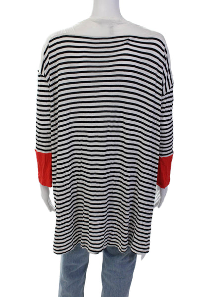 BCBG Max Azria Womens Striped Tabia Tee Shirt White Black Size Extra Small