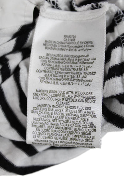 BCBG Max Azria Womens Striped Tabia Tee Shirt White Black Size Extra Small