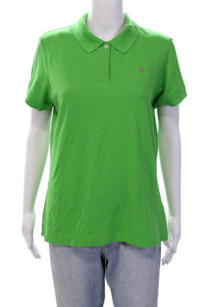 Lilly Pulitzer Womens Short Sleeves Rugby Shirt Green Cotton Size Extra Large