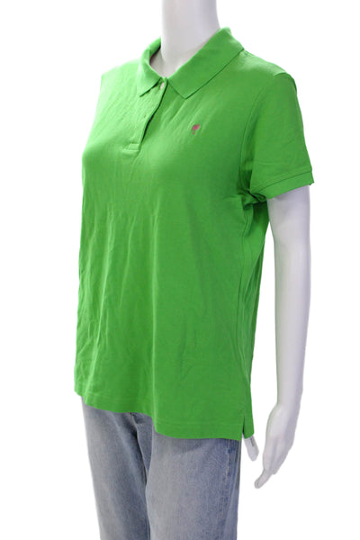 Lilly Pulitzer Womens Short Sleeves Rugby Shirt Green Cotton Size Extra Large