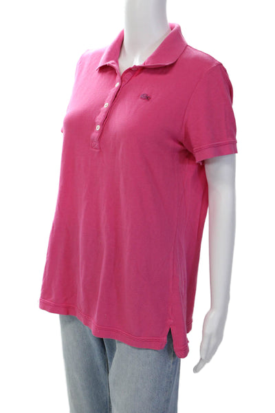 Lacoste Woemsn Short Sleeves Crew Neck Polo Shirt Pink Cotton Size EUR 46