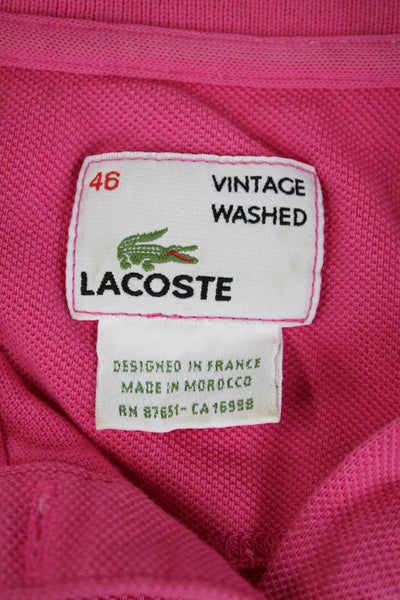 Lacoste Woemsn Short Sleeves Crew Neck Polo Shirt Pink Cotton Size EUR 46