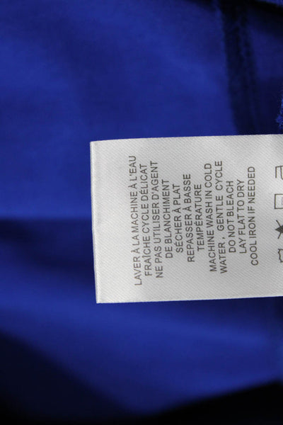 Renuar Womens Cotton Collared Short Sleeve Zip Up Polo Shirt Blue Size S