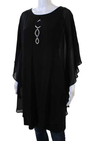 Compli K Noir Womens Crystal Detail Draped Sleeveless Blouse Top Black Size XS