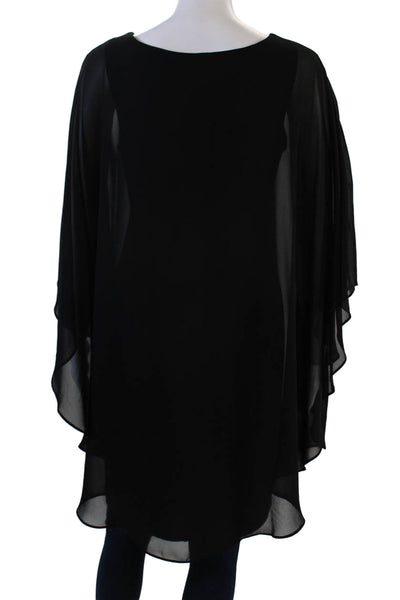 Compli K Noir Womens Crystal Detail Draped Sleeveless Blouse Top Black Size XS