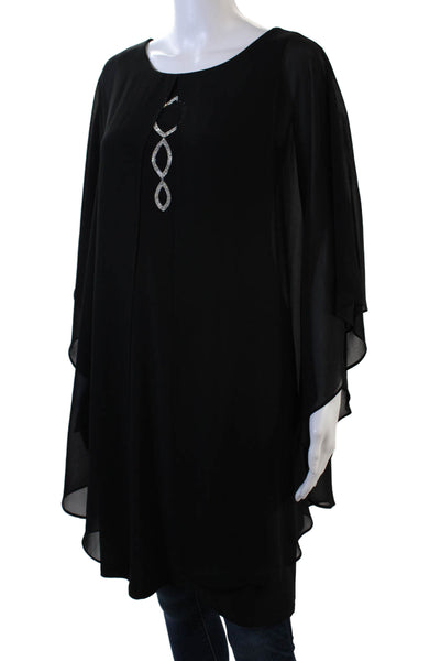 Compli K Noir Womens Crystal Detail Draped Sleeveless Blouse Top Black Size M