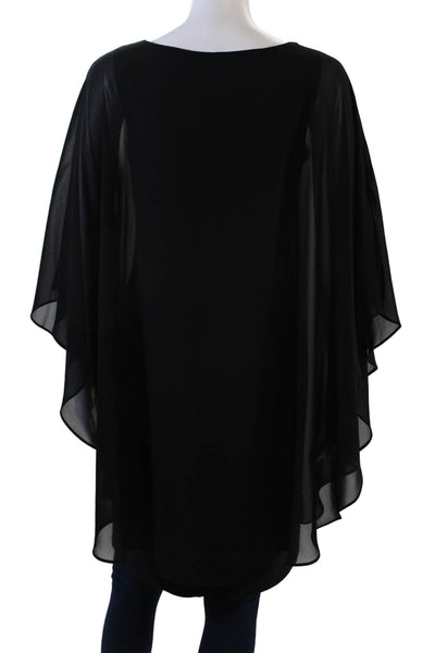 Compli K Noir Womens Crystal Detail Draped Sleeveless Blouse Top Black Size M