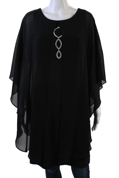 Compli K Noir Womens Crystal Detail Draped Sleeveless Blouse Top Black Size S
