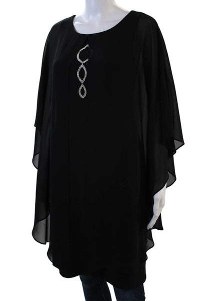 Compli K Noir Womens Crystal Detail Draped Sleeveless Blouse Top Black Size S
