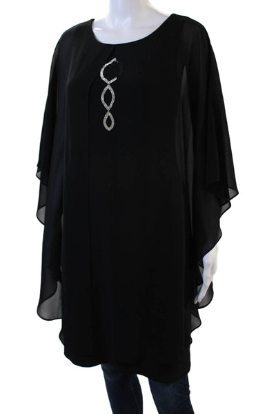 Compli K Noir Womens Crystal Detail Draped Sleeveless Blouse Top Black Size L