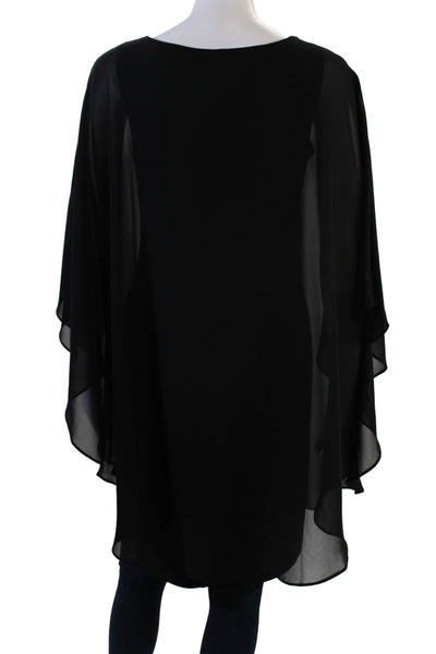Compli K Noir Womens Crystal Detail Draped Sleeveless Blouse Top Black Size L