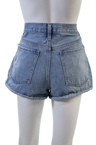 Madewell Womens Cotton Zip Button Distressed Denim Shorts Blue Size EUR 28